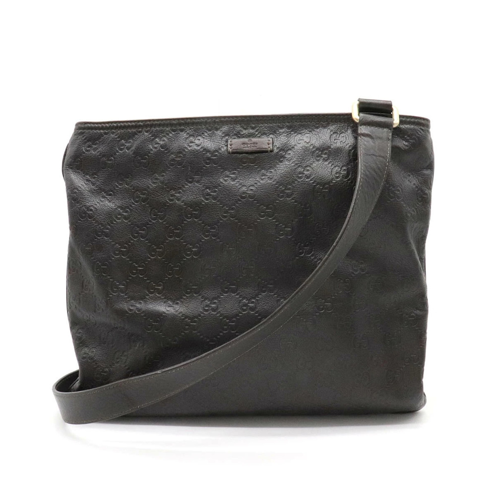 Gucci Guccissima Crossbody Bag Slim Leather Dark Brown